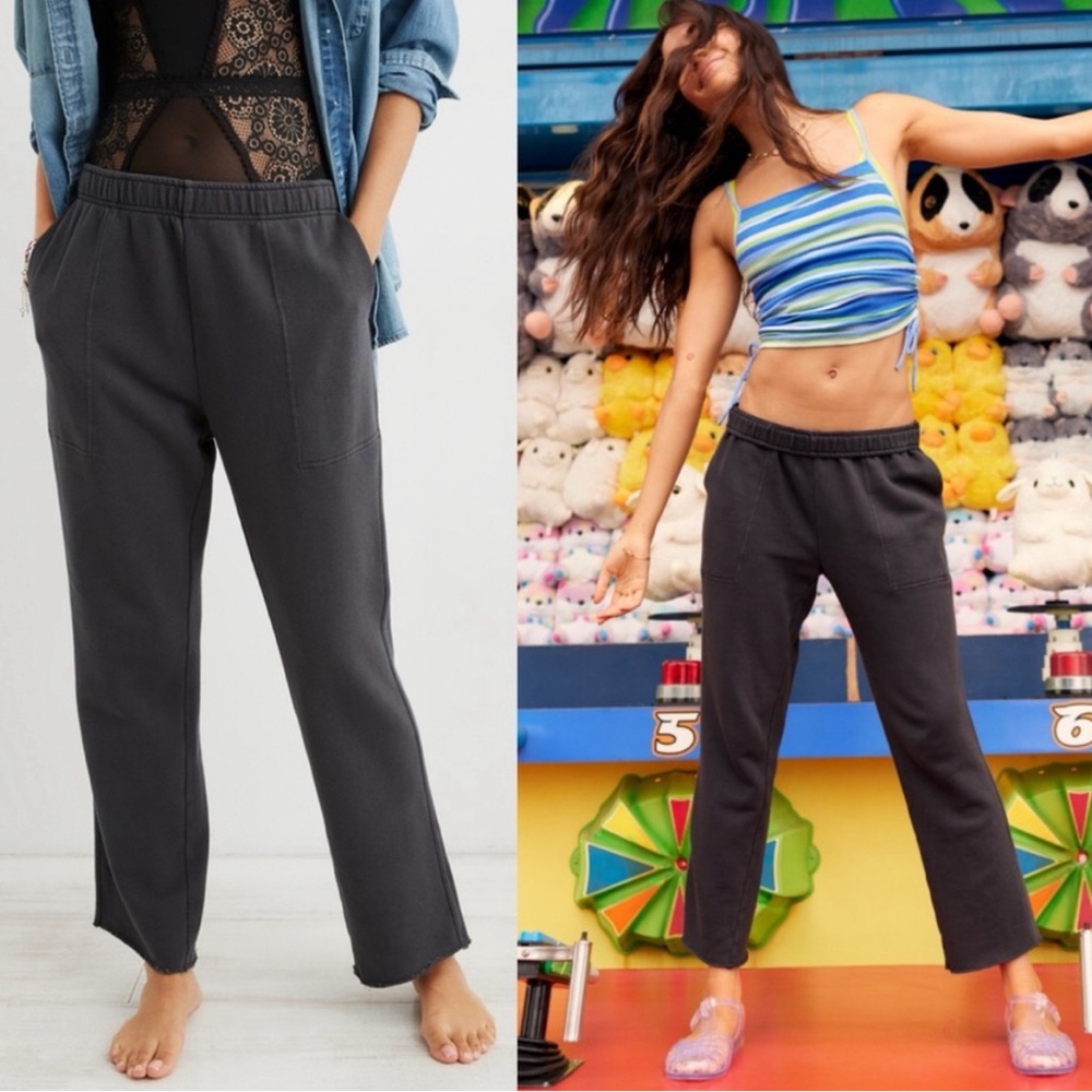 Aerie Cropped Sweatpants (Slouchy Fleece Sweatpants)